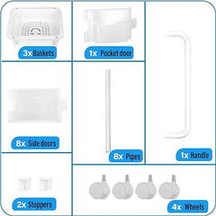 3-Tier Plastic Rolling Organization Utility Cart with Handle and Top Door