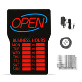 LED Open Sign for Business hours – Bright Red & Blue Lights, 3 Display Modes (OPEN/Hours), Easy Installation, Includes Mounting Kit & Hours Labels
