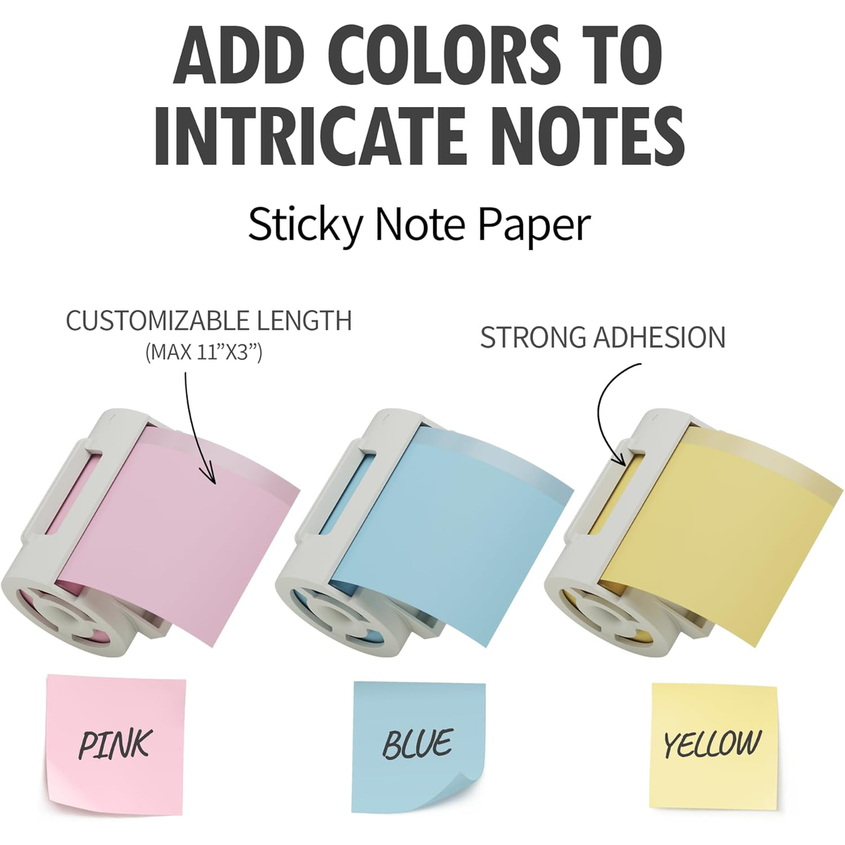 MANGOSLAB Nemonic Sticky Note Cartridge | Blue, Pink, Yellow (3 ea)
