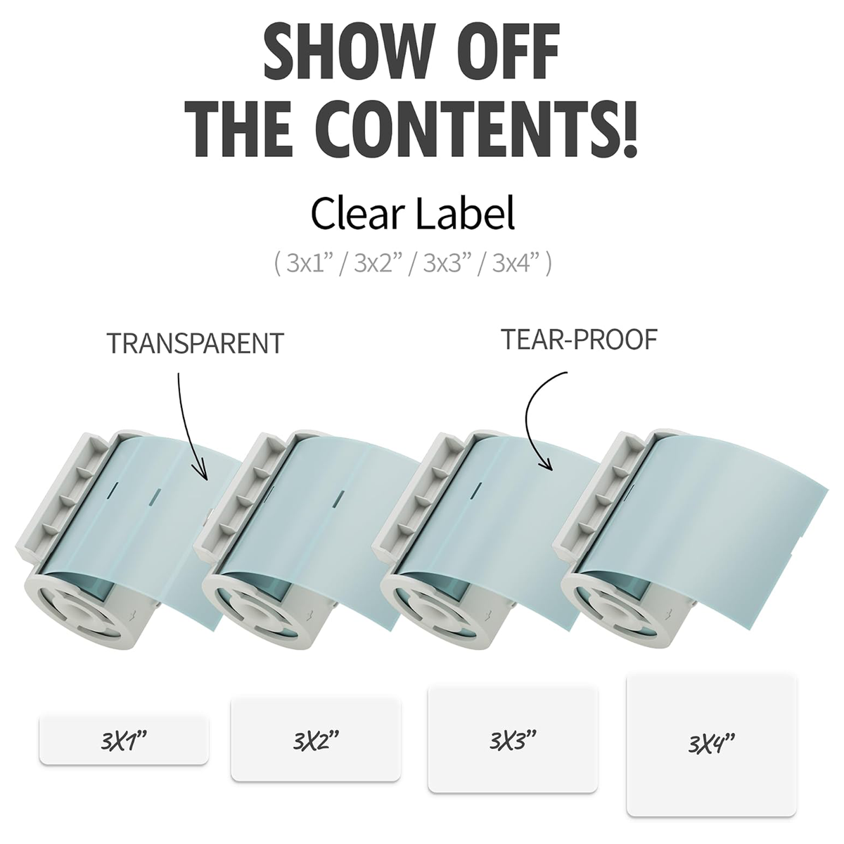 Nemonic Transparent & Waterproof Label Paper Cartridge | 3 x 2 Inch (190 labels)