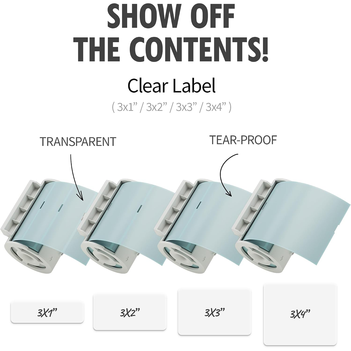 Nemonic Transparent & Waterproof Label Paper Cartridge | 3 x 3 Inch (125 labels)