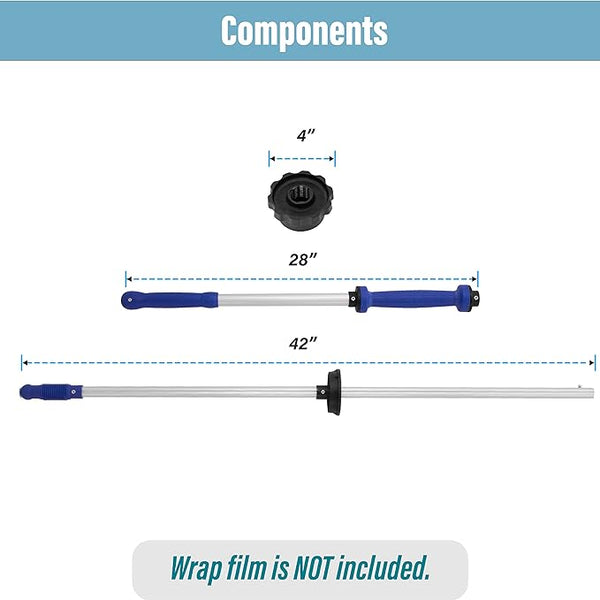 Stretch Wrap Dispenser, Aluminum, Handles 18" Rolls of Film