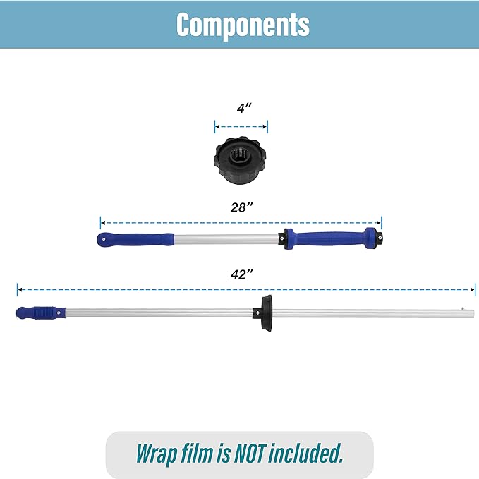 Stretch Wrap Dispenser, Aluminum, Handles 18" Rolls of Film