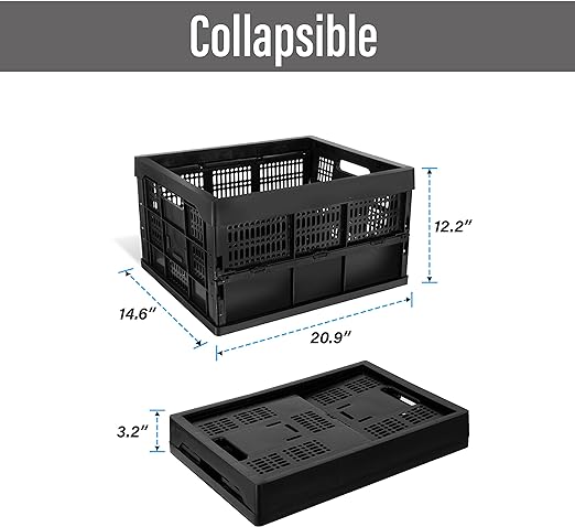 52 Liter Collapsible Heavy Duty Storage Bin/Container, Grated Wall Utility Basket Tote