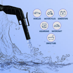 Transfer Pump w/Auto-Stop Overfill Protection for Fuel, Water & More, 2.4 GPM, AA Battery Included, Ergonomic Nozzle, Universal & VP Racing Can Adapters, 51” Hose, PLUS a Manual Siphon