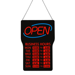 LED Open Sign for Business hours – Bright Red & Blue Lights, 3 Display Modes (OPEN/Hours), Easy Installation, Includes Mounting Kit & Hours Labels